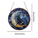 hyzsj DIY Hanging Diamond Art Pendant Painting Kit Cat,Acrylic 5D Moon Painting Window Pendants, Special Crystal Gem Craft Painting Kit Ornament hyzsj