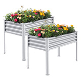 Land Guard 2Pcs Galvanized Raised Garden Bed with Legs, 48×24×32in Large Metal Elevated Raised Planter Box with Drainage Holes for Backyard, Patio, Balcony, 400lb Capacity Land Guard