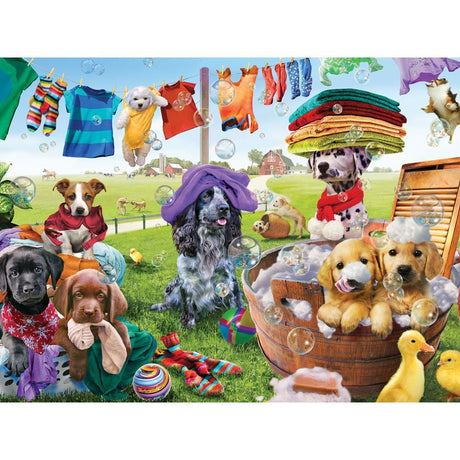 Bits and Pieces – Large 500 Piece Jigsaw Puzzle for Adults – ‘Puppies Playing’ by Artist Adrian Chesterman, Completed Puzzle Size: 18" x 24" Bits and Pieces