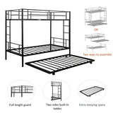 GNIXUU Metal Bunk Bed with Trundle Twin Over Twin Modern Bunk Beds with Slats Heavy Duty Bunkbed Frame for Adults,Teens,Boys and Girls. (Black) GNIXUU