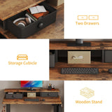 Electric Standing Desk Adjustable Height - 40 Inch Sit Stand Desk with Storage Drawers , Small Standing Desks with Shelf Monitor Stand, Kids Girls Computer Desks for Bedroom Home Office, Rustic Brown KLUVIS