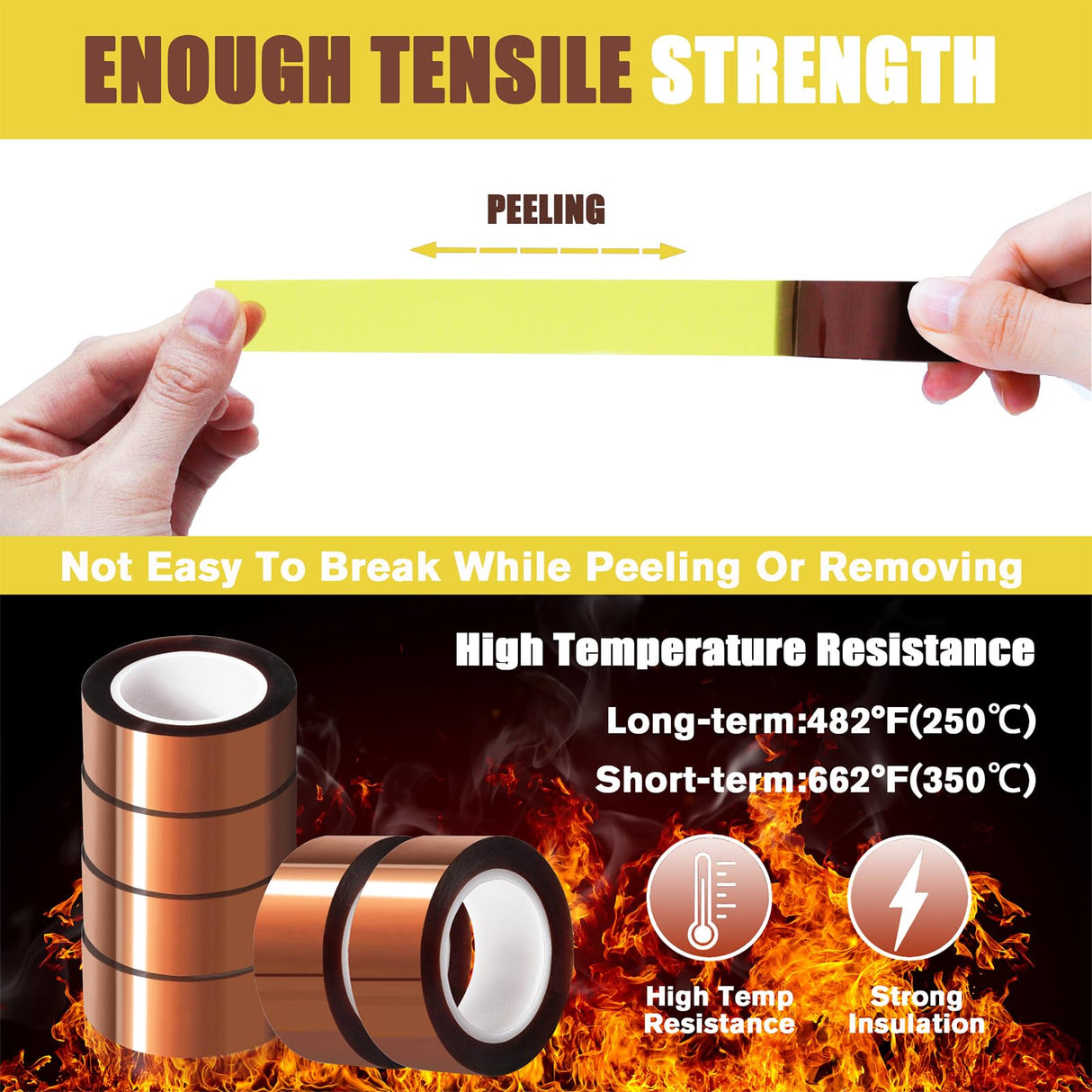 MEBMIK 6 Rolls 20mm x16m(52FT) Heat Tape High Temperature Heat Resistant Tape Heat Transfer Tape for Heat Sublimation Press Vinyl,No Residue MEBMIK