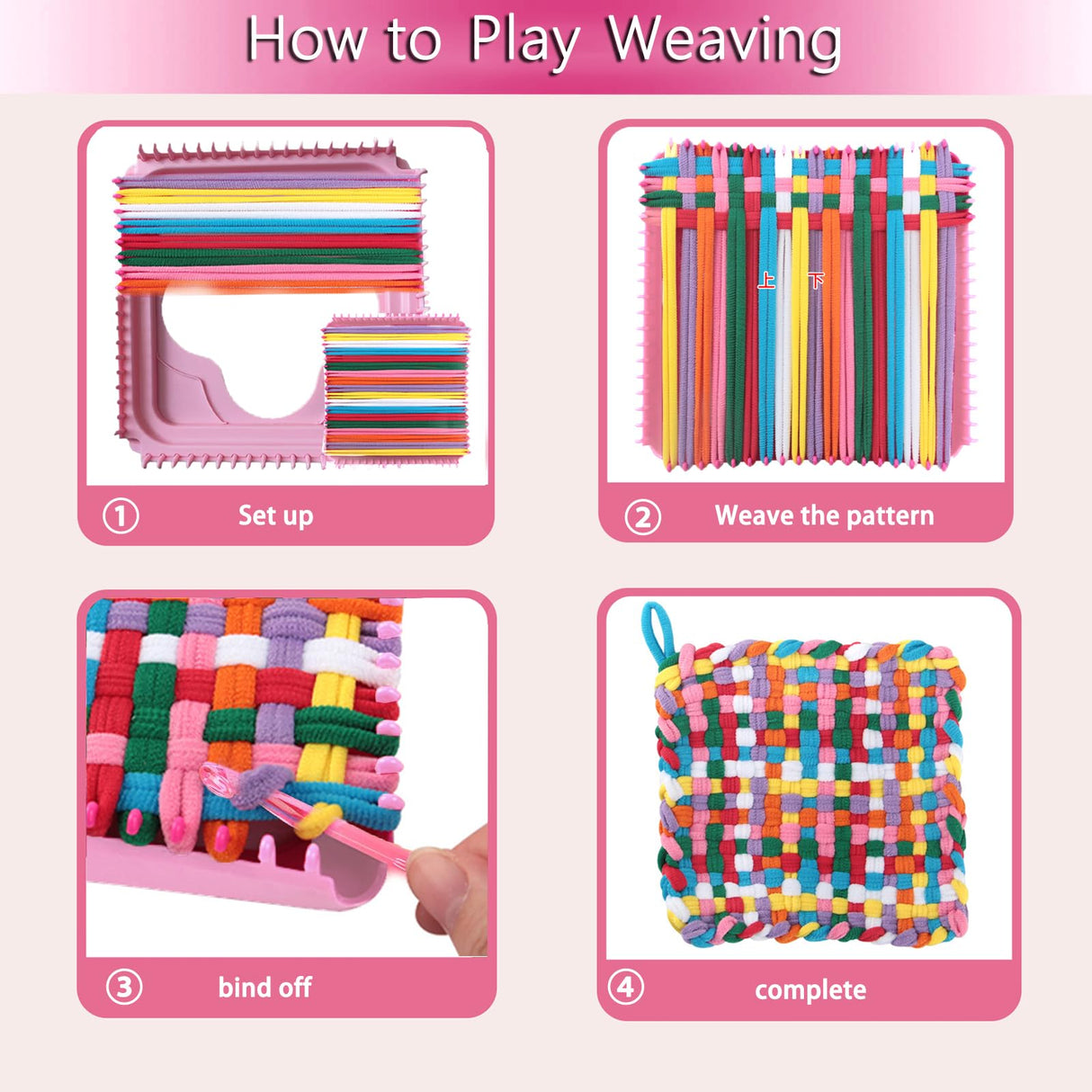 Weaving Loom Kit for Beginners Adults and Kids, DIY Arts and Crafts Gifts for Girls Ages 5 6 7 8-12 13 Potholder Loom Knitting kit for Beginners, Create 6+ Potholders & Crafts with 192 Rainbow Loops Kaaper