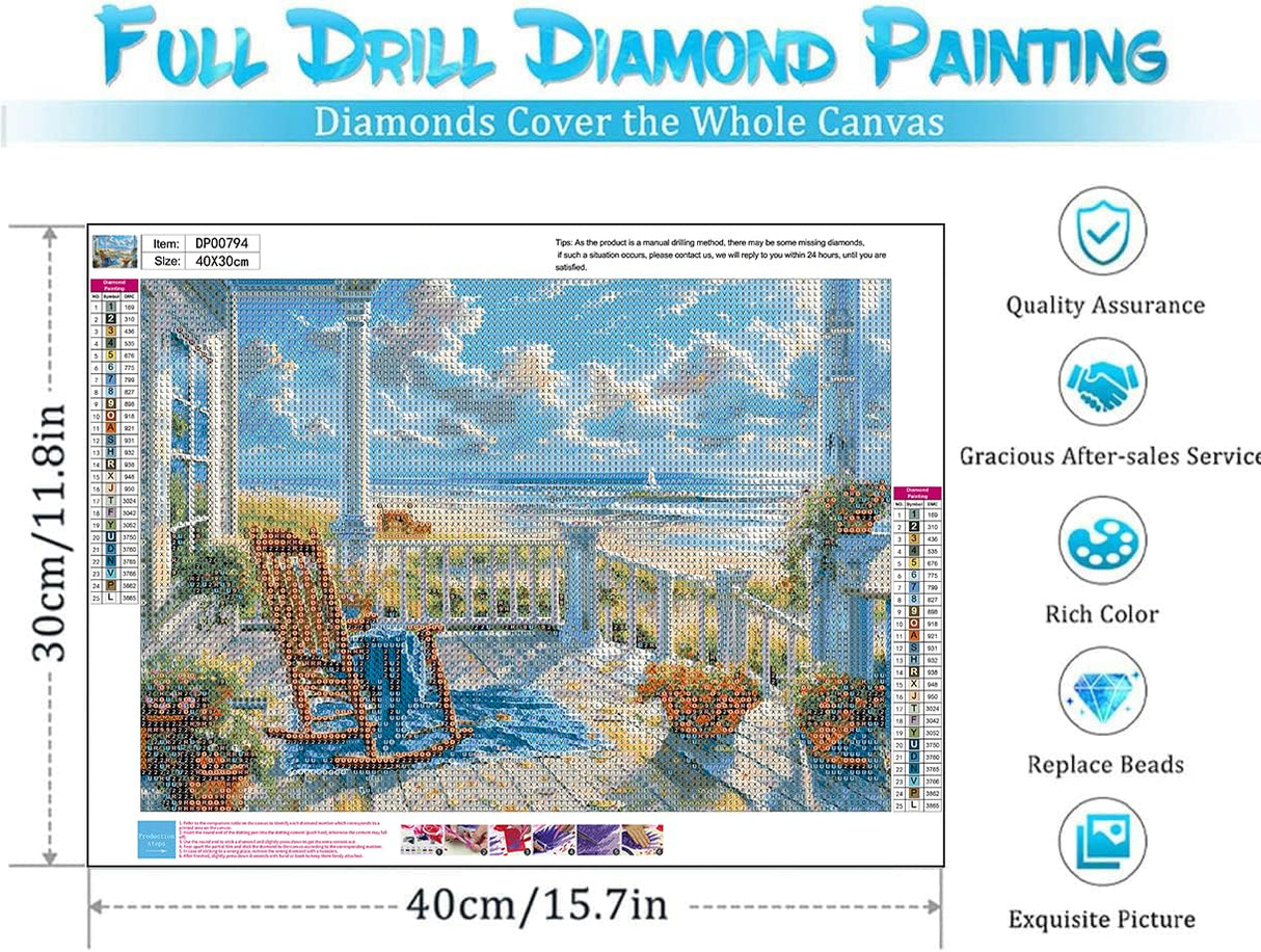 ARPADAMO Landscape Diamond Art Kits for Adults,5D Beach Diamond Painting DIY Animal Diamond Art Diamond Painting Kit for Adult,Round Full Drill Diamonds, Diamond Art Kits for Home Decor-12x16inch ARPADAMO