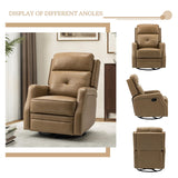 HULALA HOME Genuine Leather Swivel Rocker Recliners Set of 2 with Adjustable Backrest & Footrest, Manual Glider Recliners with 360° Swivel Base, Home Theater Sofa Chairs for Living Room, Taupe HULALA HOME