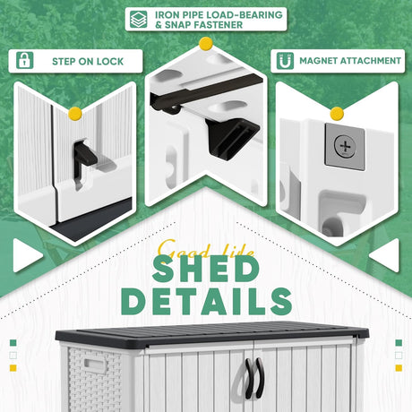 Devoko 50 Cu Ft Outdoor Storage Cabinet - Waterproof Vertical Shed for Patio, Garden & Deck, Heavy-Duty Tool Storage Box for Cushions, Accessories & Equipment, Durable & Weather-Resistant (White) Devoko