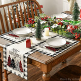 Artoid Mode Waterclor Buffalo Plaid Christmas Trees Placemats Set of 4, 12x18 Inch Winter Table Mats for Outdoor Home Party Kitchen Dining Decor Artoid Mode