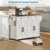 RALGEND Kitchen Island with Drop Leaf, Kitchen Cart with Charging Station, Kitchen Table with Storage, Rolling Island Table with 3 Drawers, Towel Rack and Spice Rack, White and Walnut RALGEND