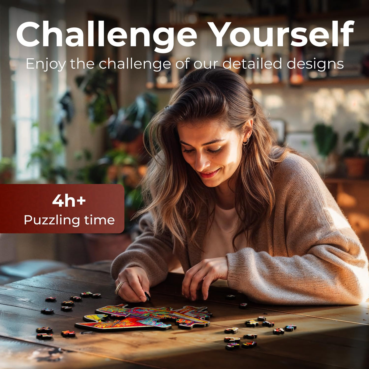 Crafthub Music Instrument Wooden Puzzles for Adults – A3 Unique Piano with 131 Pieces Wood Puzzles – Jigsaw Puzzles with Unique Animal Shapes – 11" x 11.7" CRAFTHUB