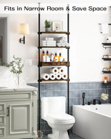 ALLZONE Adjustable 4-Tier Over The Toilet Storage Shelf in Rustic Brown - Versatile Bathroom Organiser with Easy Assembly ALLZONE