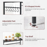 MAHANCRIS Bakers Rack with Charging Station, Microwave Stand with 6 S-Shaped Hooks, 4-Tier Storage Rack, Practical Coffee Bar, for Kitchen, Dining Room, Rustic Brown BRHR35E01 MAHANCRIS