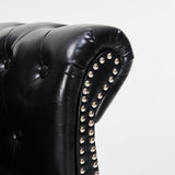 Chesterfield Sofa 83.4 " Faux Leather Couches with Gourd Wooden Legs, Deep Seat Comfy 3-Seater Upholstered Couch Button Nailhead Tufted Classic Couches for Living Room，Bedroom Easy to Assemble (Black) FEISHOMINOO