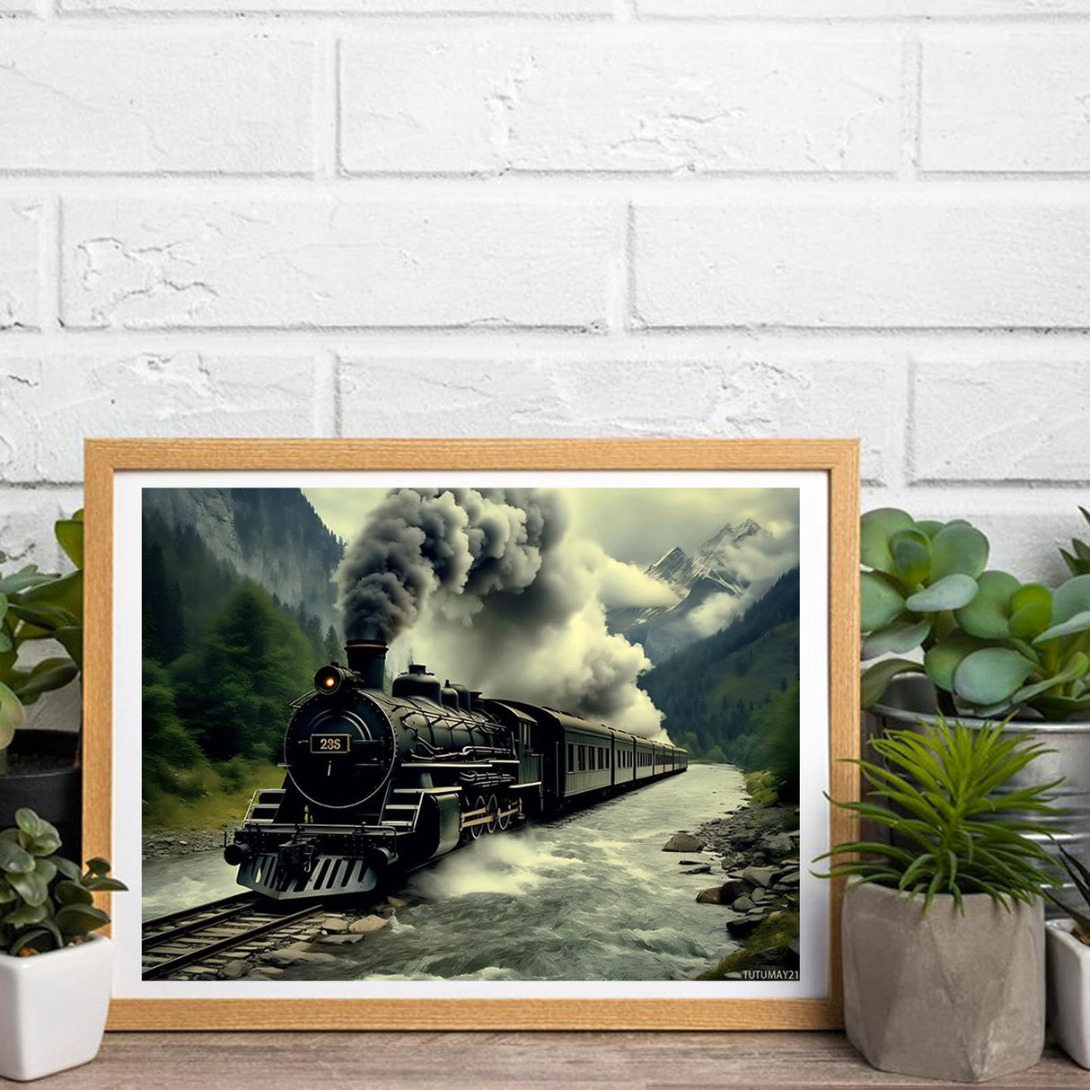 Steam Train Chugging Through Mountains Diamond Painting, Old Steam Train Diamond Painting Kits, 5D DIY Diamond Painting Kits for Adults Diamond Art, for Room Home Wall Decor Gift 12x16 inch TUTUMAY21