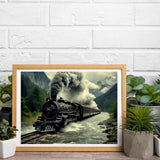 Steam Train Chugging Through Mountains Diamond Painting, Old Steam Train Diamond Painting Kits, 5D DIY Diamond Painting Kits for Adults Diamond Art, for Room Home Wall Decor Gift 12x16 inch TUTUMAY21