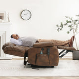 MEROUS Dual Motor Large Power Lift Recliner Chair for Elderly with Heat and Massage,Lay Flat Lift Chairs Recliners for Seniors Infinite Position,USB Ports&Remote, Leather (Ochre) MEROUS