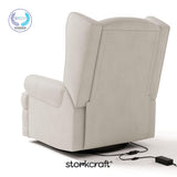 Storkcraft Serenity Glider Recliner Nursery Chair with USB Charging Port (Ivory) – Premium Upholstered Nursery Glider Recliner with Manual Recline Function, Dual USB Charging Storkcraft