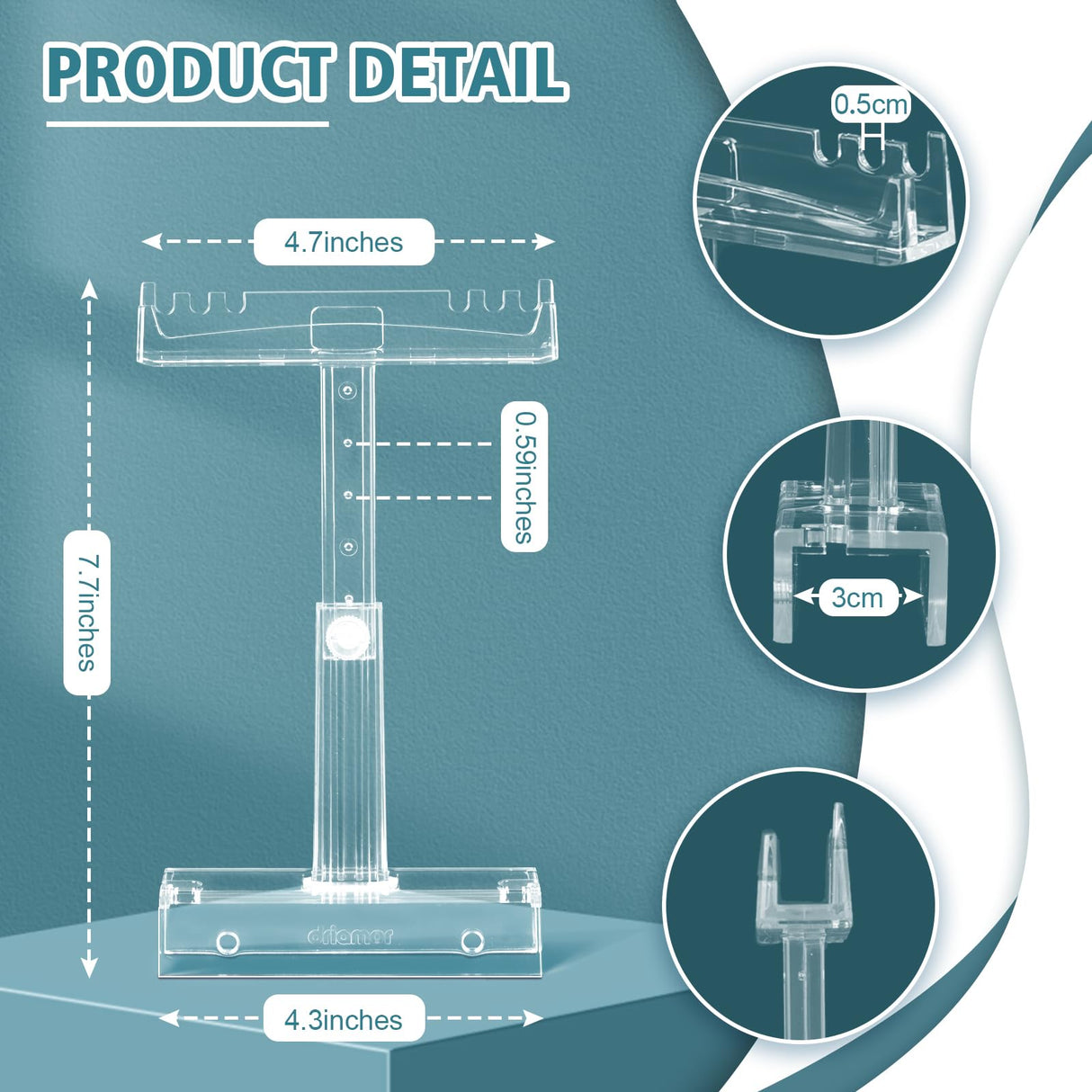 Aquarium Light Holder Adjustable, Clear Acrylic Fish Tank LED Light Riser Stand Aquarium Lamp Brackets Kit 2pcs Transparent Support for Width 2.34-4.7 Inches Light with Extendable Bracket driamor