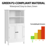 Yaheetech Bathroom Floor Cabinet, Free Standing Cabinet with Double Door and Adjustable Shelf, Side Tall Storage Organizer for Living Room/Kitchen/Hallway/Home Office, White Yaheetech