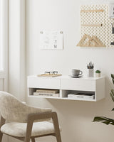 Aienvey Floating Nightstand, Small Modern Floating Nightstand with Drawer, Floating Shelves for Bedroom, Bathroom, White Aienvey