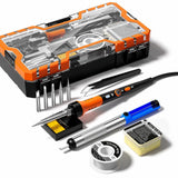 Soldering Iron Premium Kit, 60W Soldering Gun with Ceramic Heater, 12-in-1 Soldering Tool, Adjustable Temperature 200 to 450°C, Includes Soldering Iron Tip, Solder Wire, Pump and Paste MEAKEST