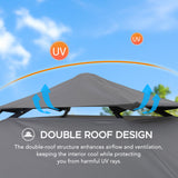 SUNJOY 5 x 8 ft. Grill Gazebo Pop Up Double Tiered Outdoor Gazebo Standing-Height Canopy with Magnetic LED Light, Adjustable Ceiling Height, for BBQ,Picnics, Outdoor Events, Gray Sunjoy