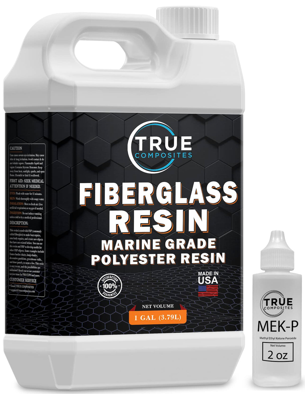 True Composites Fiberglass Resin Polyester Resin Marine Grade Resin 1 Gallon with MEKP Hardener Polymer Resin Fiberglass Repair Kit Laminating Resin for Wood Boat Building and Repair TRUE COMPOSITES