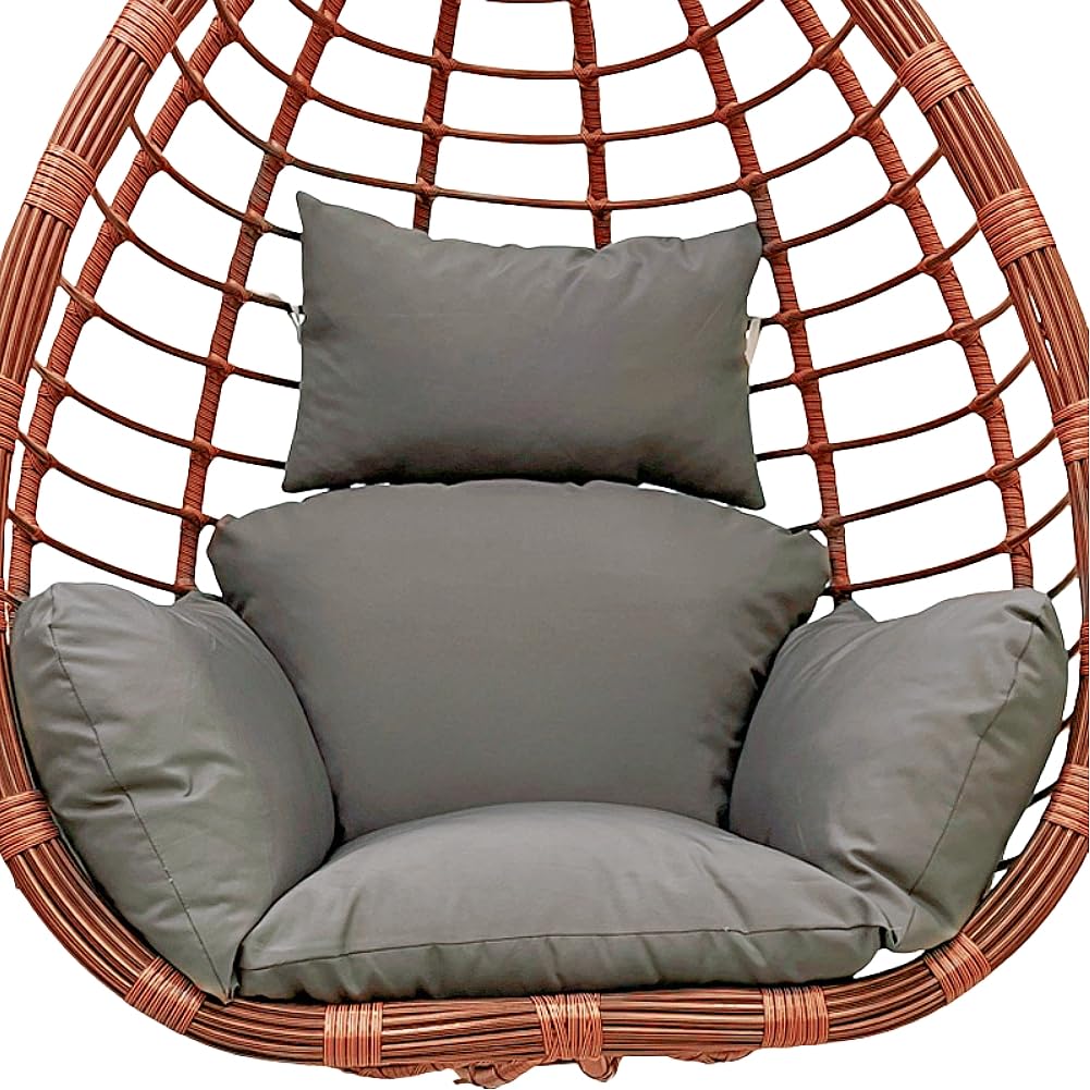 Srutirbo Swing Egg Cushion Replacement, Outdoor Hanging Basket Seat Cushion Pillow, Foldable Hanging Egg Chair Back Cushions with Headrest Pillow (Dark Grey) Srutirbo