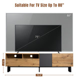 Merax Modern Low TV Stand, Media Entertainment Center for 80" TVs, Rustic Console Cabinet Table with Drop Down Door & Storage Shelf for Living Room, Bedroom, Home Theatre, Brown Merax