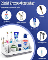 Bathroom Counter Organizer and Storage, 7 Slots Detachable Toothbrush Holders for Bathrooms, Anti-Slip Electric Toothbrush and Toothpaste Holder Countertop Vanity Organizer Accessories for Adults Kids Homtalker