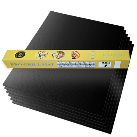 VCHOMY Grill Mats for Outdoor Grill Set of 6 - Nonstick Reusable Barbecue Matt Pad for BBQ Grilling Cooking (Black 6pcs) VCHOMY