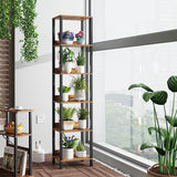 6 Tier Bookshelf with Anti-Fall Baffle, Tall 64.79" Bookcase with DIY Shelves, Industrial Book Shelf Storage Organizer, Display Free Standing Shelf Unit for Bedroom, Living Room, Office, Rustic Brown VIMBER