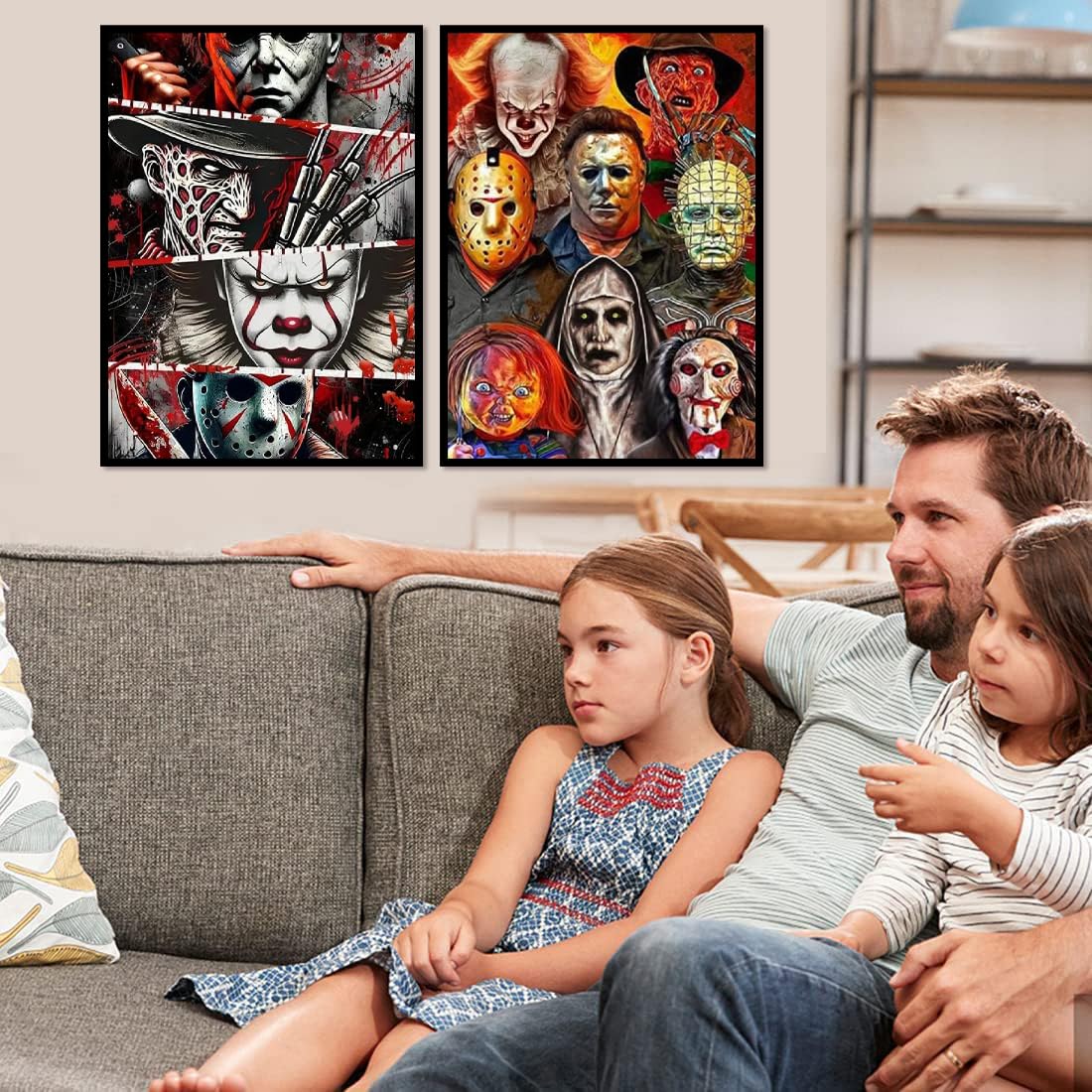 VIGEGU 2 Pack Halloween Paint by Numbers Kit for Adults with Framed,Horror Paint by Number DIY Adult Paint by Number Kits for Wall Decor 10x12in VIGEGU