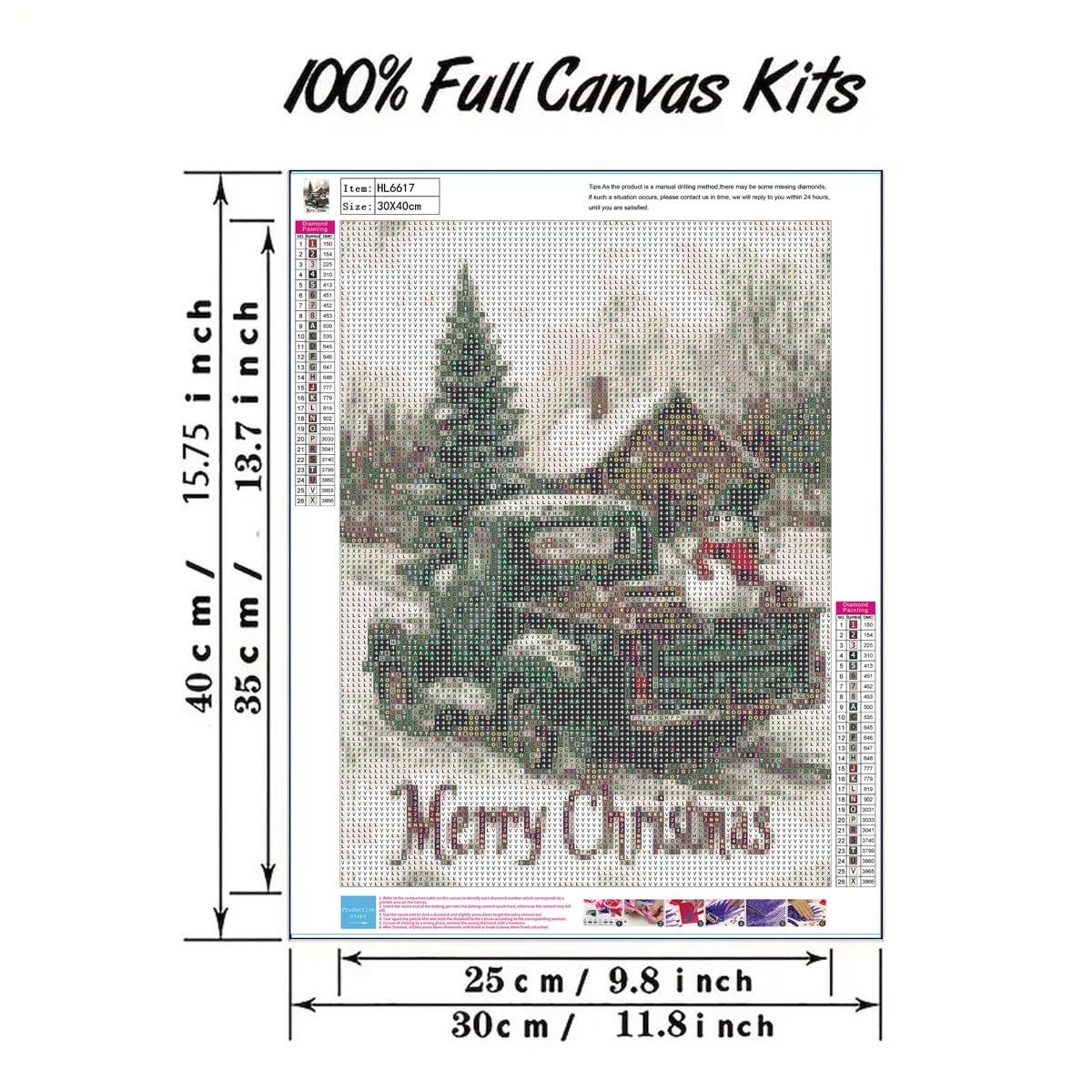 GEMFAMILY Christmas Green Truck Diamond Art Kits for Adults,5D Diamond Painting Kits for Beginner,DIY Full Round Drill Winter Diamond Dot Painting for Home Wall Decor 12x16 Inch GEMFAMILY