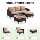 Soohow Outdoor Furniture Set, 5 Piece Patio Conversation Set with Cushions, PE Outdoor Wicker Conversation Set Sectional Patio Sofa, All-Weather Rattan Sofa for Backyard, Garden, and Poolside Soohow