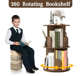 Suuiwau 2-Tier Rotating Bookshelf, 360° Spinning Corner Bookcase Space-Saving Storage Rack for Living Room, Bedroom, Office, Kids Room Suuiwau