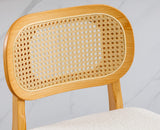 Shunzhi Rattan Counter Height Bar Stools Set of 4 Wood Farmhouse Barstools with Cane Back Boho Sherpa Kitchen Island Chairs Upholstered Bar Chairs for Pub/Home Bar, 26Inch, Cream Shunzhi