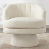 CANMOV Swivel Accent Chair with Armrest, Modern 360 Degree Swivel Barrel Chair with Curve Back and Soft Cushion,Comfy Round Sherpa Teddy Armchair Single Sofa for Living Room,Bedroom,Waiting Room,Beige CANMOV