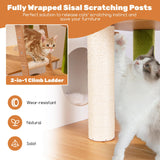 PETSITE Cat Tree with Litter Box Enclosure, Multi-Level Modern Cat Tree Tower with Sisal Scratching Posts, Cat Condo, Ladder, Dangling Balls, Interactive Sisal Rope, and Hidden Litter Box PETSITE