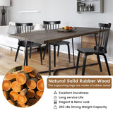 Unovivy Wood Dining Chairs Set of 4, Farmhouse Spindle Back, Widen Seat, Modern Mid-Century Country Style, for Living Room Restaurant, Black Unovivy