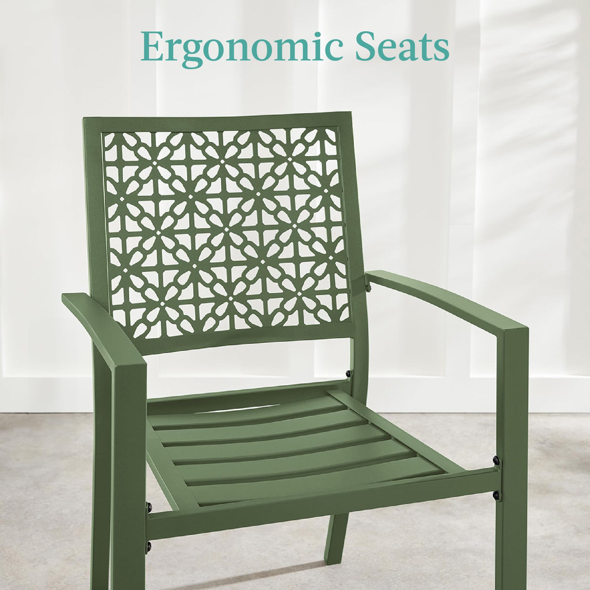 Best Choice Products 3-Piece Outdoor Bistro Set, Stackable Modern Steel Furniture for Porch, Garden w/ 2 Chairs, Table, Geometric Decor - Sage Green Best Choice Products