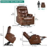 YITAHOME Electric Power Lift Recliner Chair for Elderly, Faux Leather Recliner Chair with Massage and Heat, Spacious Seat, USB Ports, Cup Holders, Side Pockets, Remote Control (Dark Brown) YITAHOME