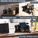 LMDGDS Wood Gun Rack Phone Docking Station, Nightstand Charging Organizer with Pistol Rack for Gun Safe, Key Holder Watch Wallet Stand Birthday Gift for Him Men Husband Dad Boyfriend LMDGDS