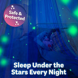 Blue Canopy Bed, Blue Bed Canopy with Glow in The Dark Stars for Girls, Boys, Kids and Babies, Net Use to Cover The Baby, Kid Bed, Girls Bed Or Full Size Bed, Fire Retardant Fabric Bollepo