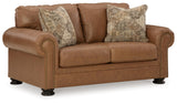 Signature Design by Ashley Carianna Classic Leather Match Loveseat with Nailhead Trim, Dark Brown Signature Design by Ashley