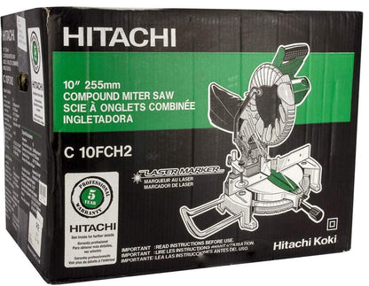 Hitachi C10FCH2 15-Amp 10-inch Single Bevel Compound Miter Saw with Laser Marker - WoodArtSupply