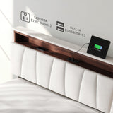 YITAHOME Full Size Bed Frame, LED Bed Frame with Storage Upholstered Velvet Headboard, Platform Bed with Outlet & USB Ports, No Box Spring Needed, Easy Assembly (Beige) YITAHOME
