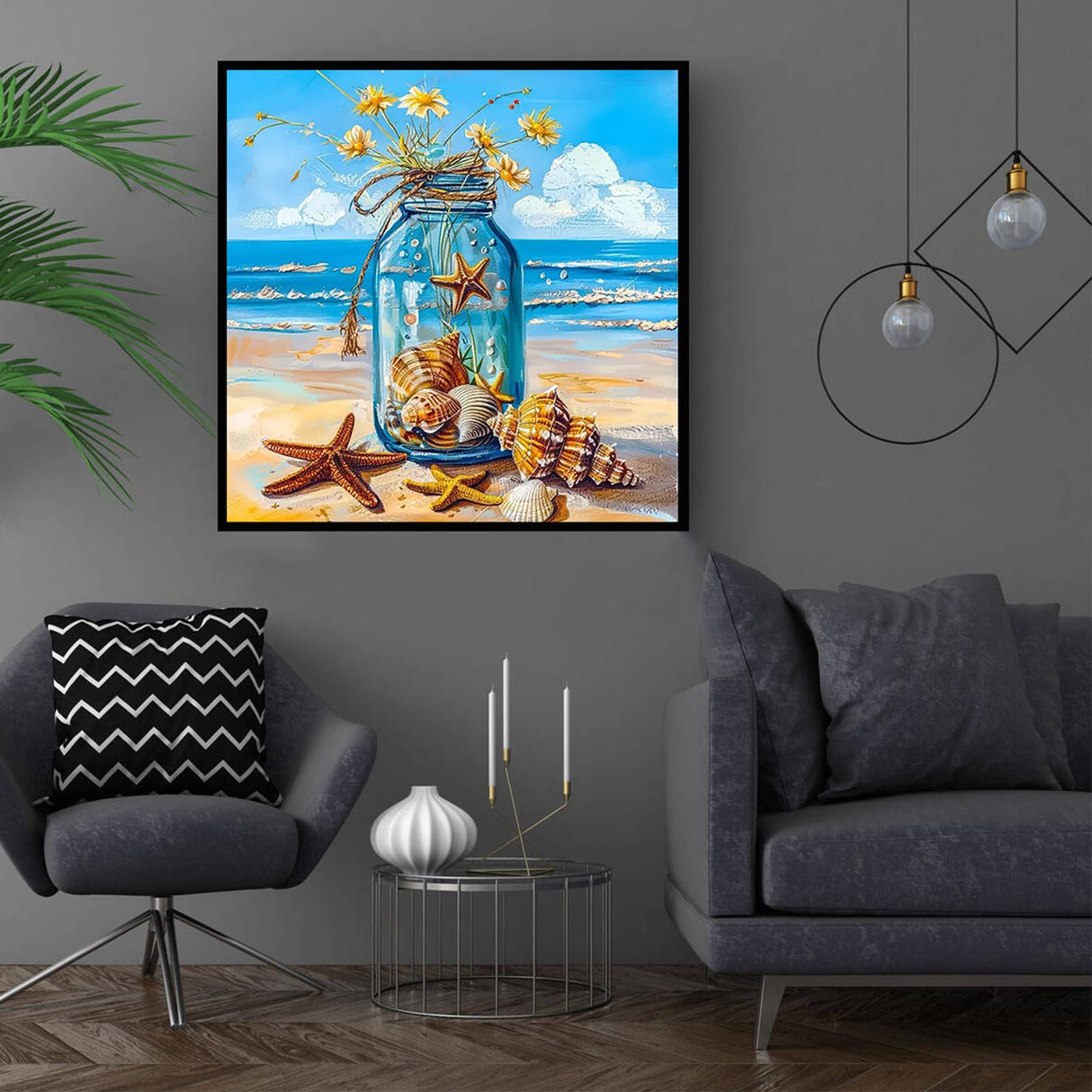 GXGLLPZBY 5D Diamond Painting Kits for Beginner, DIY Flower Ocean Theme Beach Diamond Art Kits for Adult, Suitability Full Round Diamond Dot Gem Art Kits, Home Wall Decoration 13.78x13.78 Inches GXGLLPZBY