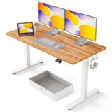 FEZIBO 63 x 24 Inches Standing Desk with Drawer, Adjustable Height Electric Stand up Desk with Storage, Sit Stand Home Office Desk, Ergonomic Computer Desk, Light Rustic FEZIBO