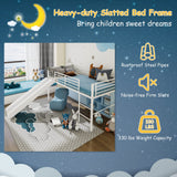 Giantex Twin Loft Bed with Slide, Metal Low Bunk Bed w/Safety Guardrails & Built-in Ladder, Toddler Bed Floor Frame for Boys & Girls, No Box Spring Needed (White) Giantex