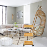 TOPZEA Slim Storage Cart, 3-Tier Bamboo Rolling Utility Cart Standing Rack on Wheel, Mobile Shelving Unit Organizer Serving Trolley Slide Out Cart for Office Bathroom Kitchen Laundry Room(Upgraded) TOPZEA